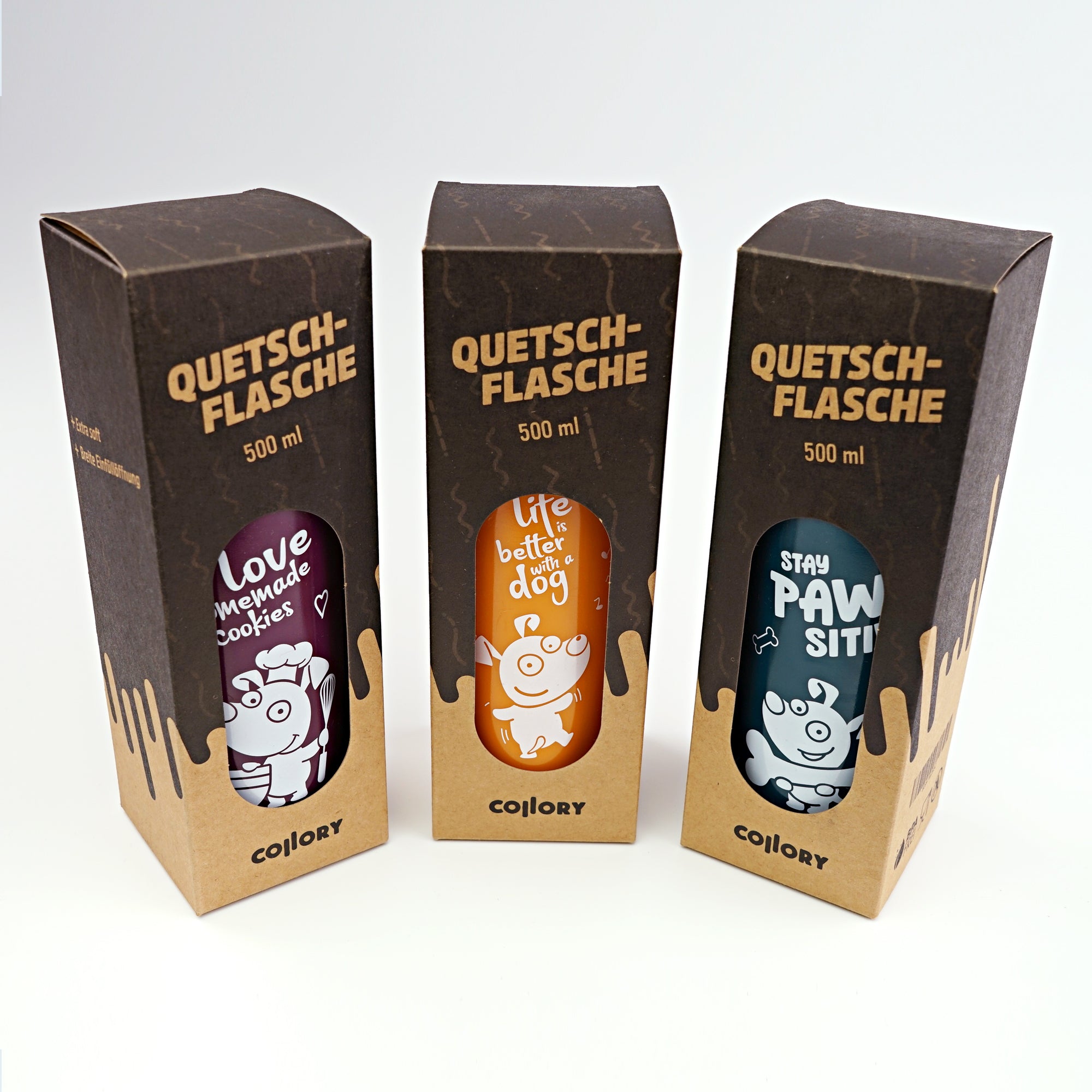 Colorful dosing bottles