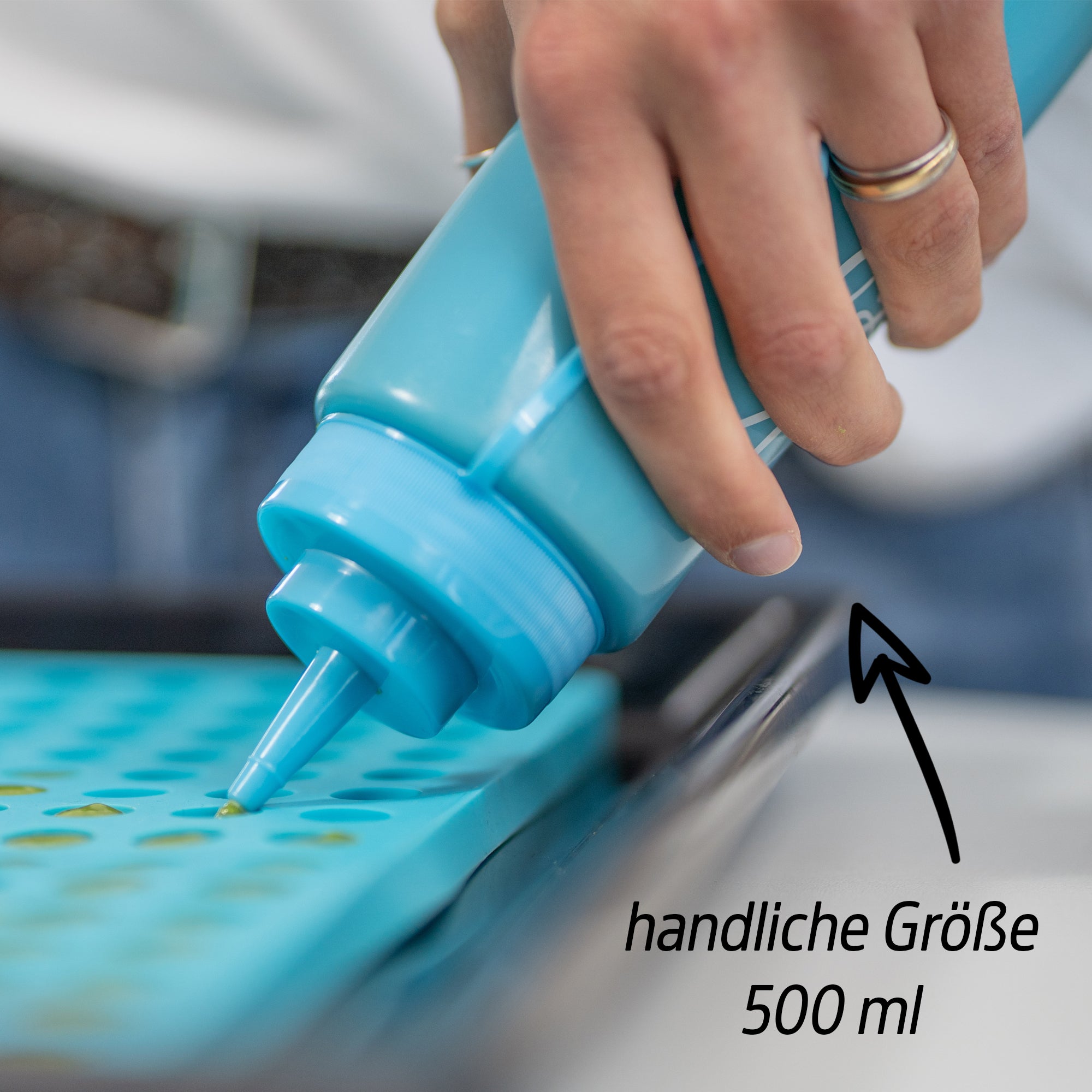 Colorful dosing bottles