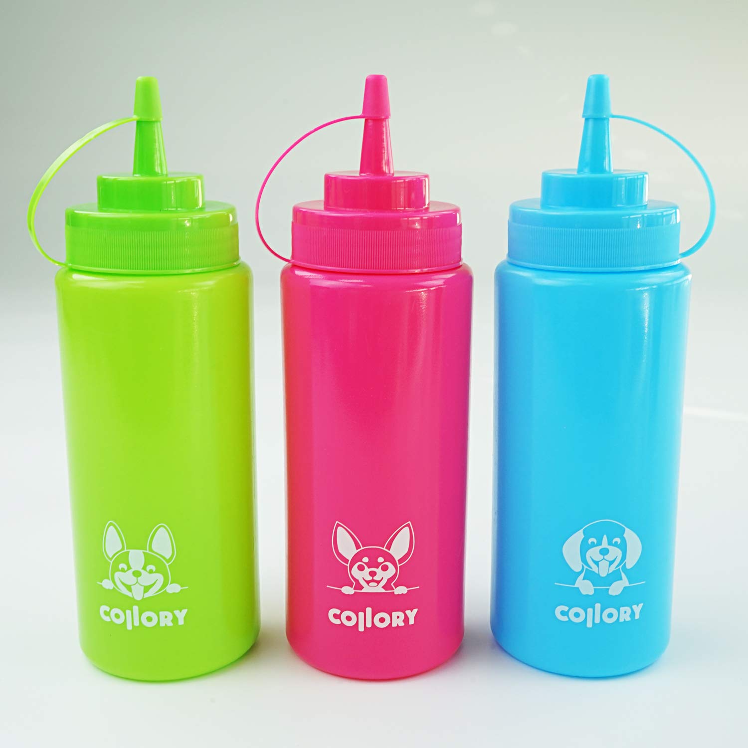 Colorful dosing bottles